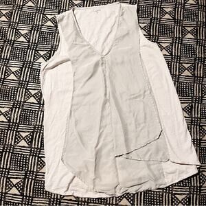 Garnet Hill Sleeveless Blouse Flowy Fabric Waterfall layer front M cotton silk